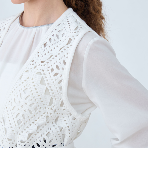 ballsey ダイヤモチーフエンブロイダリー ロングジレ TOMORROWLAND｜ダイヤモチーフエンブロイダリー ロングジレ