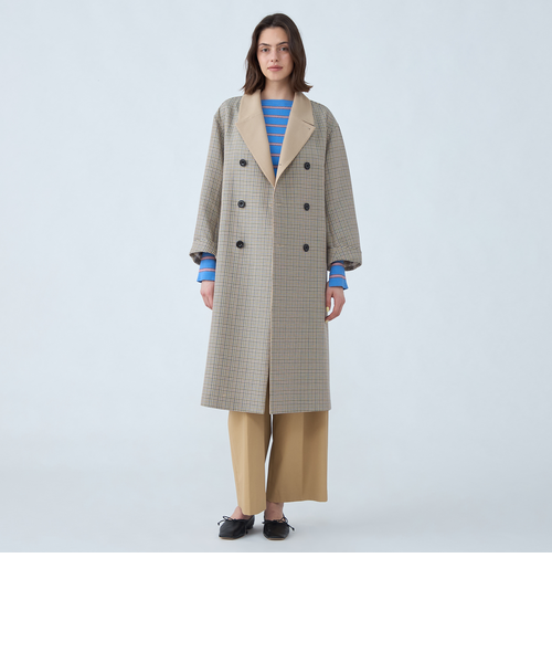 コットンリバーチェック ダブルブレストコート｜トゥモロ－ランドの