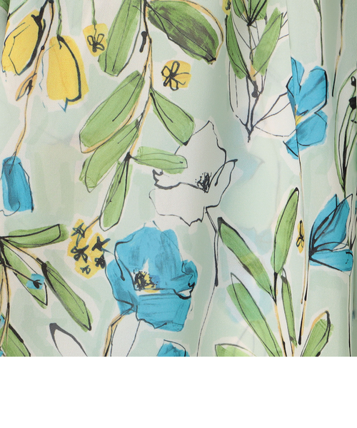 オキザリスフラワープリント ボウタイギャザーブラウス｜トゥモロ