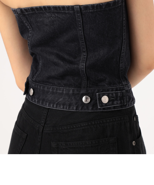 美品♡ HYKE TWILL STRAPLESS TOP 24SS ブラック HYKE TWILL STRAPLESS TOP｜トゥモロ－ランドのアウトレット通販