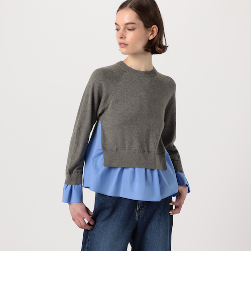 新品！トゥモローランド　ファブリックコンビ クルーネックプルオーバー ファブリックコンビ クルーネックプルオーバー｜トゥモロ－ランドの