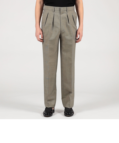 Phlannel ウールモヘアスラックス ウールモヘア 2プリーツ ワイドストレートスラックス｜トゥモロ