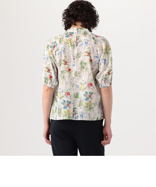 カリビアンバードプリント ギャザーボウタイブラウス｜トゥモロ