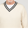 コットンシルク Vネックプルオーバー ケーブルニット