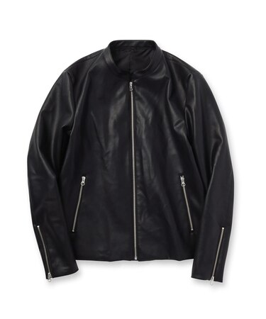WEB限定】シンセティックレザーシングルライダースジャケット 
