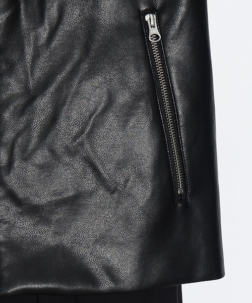 WEB限定】シンセティックレザーシングルライダースジャケット