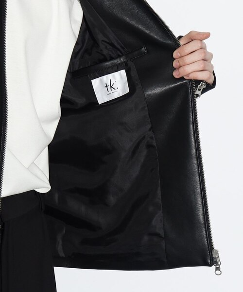 WEB限定】シンセティックレザーシングルライダースジャケット