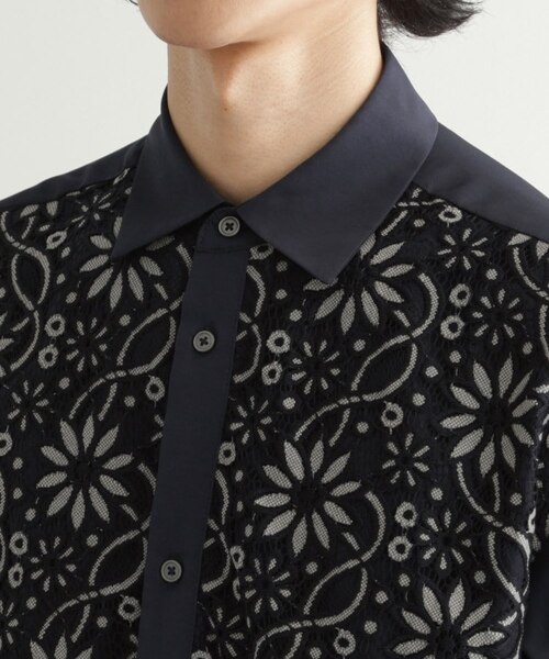 レースシャツ ナイロンコットン レース シャツ