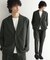 【WEB限定 マシンウォッシャブル】機能性エアリードライノーカラーセットアップ/ノーカラージャケット&テーパードスラックス