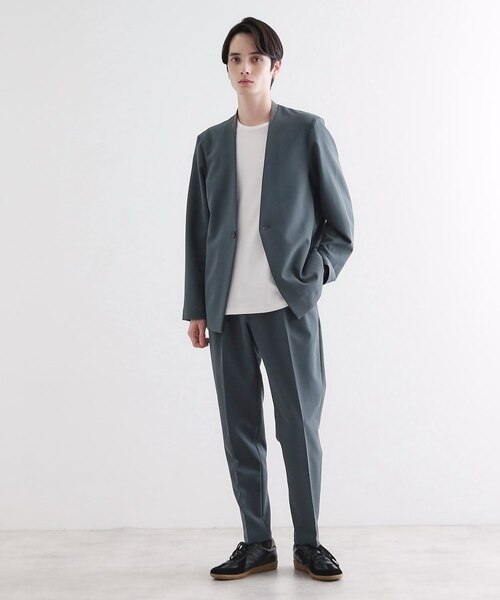 セットアップ対応】360度ストレッチノーカラージャケット