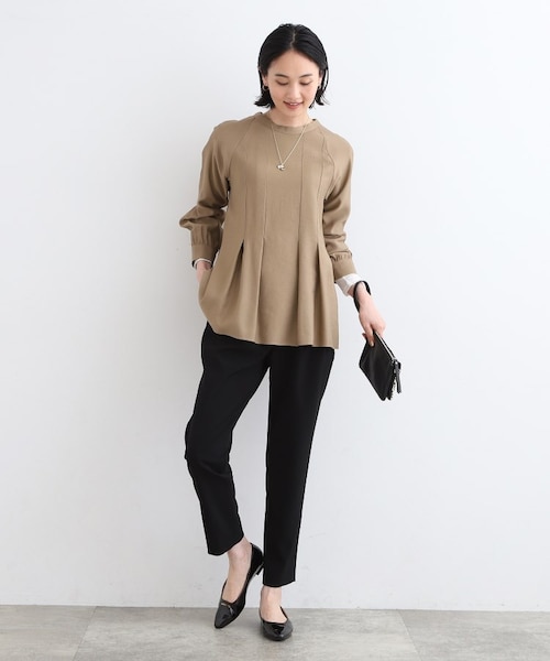 洗える／タックデザイン】モックネックオーバーブラウス｜ワールド