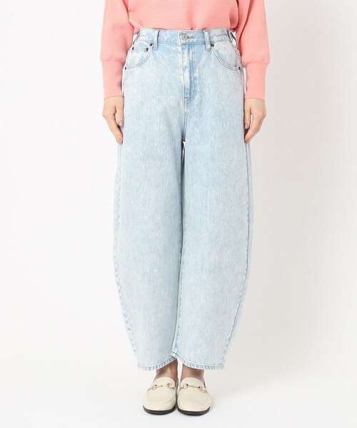 ハグオーワー　裾フリンジカーブデニムパンツ　M size 裾フリンジ ヴィンテージライク カーブデニムパンツ MONO-MART