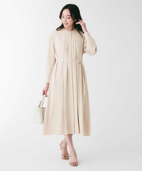 ビューティーアンドユース◎リバティシャツワンピース　総柄　フルーツ　バンドカラー ワンピース レディース シャツワンピース バンドカラー ロング