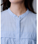 【短丈/前ボタン/五分袖】ストライプフリルシャツ