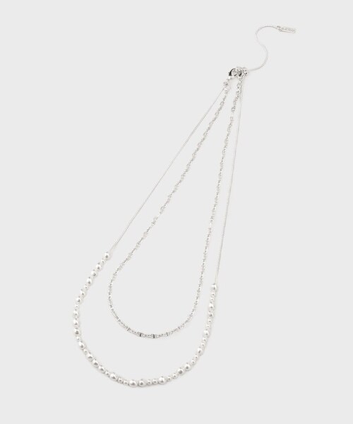 2WAY／2連セット】パール調＆チェーンミックスネックレス｜ワールド