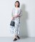 【洗える】リーフ柄タックフレアスカート