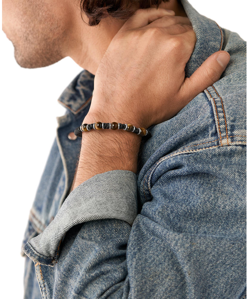 イマル　メンズブレスレット タイガーアイ ビーズメンズ ブレスレット JF04199040｜フォッシル