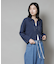 衿付アイレットクロップドニットカーディガン
