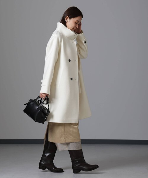 PECOLAMBウールカシミヤスタンドカラーコート｜ナノ_ユニバースの