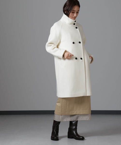 PECOLAMBウールカシミヤスタンドカラーコート｜ナノ_ユニバースの