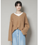 Vネックワイドシルエット圧縮ニット