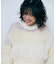 異素材ボーダーフリンジニットプルオーバー