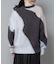 モヘヤ起毛カーブパターンブロッキングニット