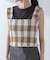 RITA ROW／Checkered smocked body top