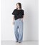 アシンメトリーフリル異素材コンビTシャツ