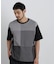 切替チェックニットTシャツ 半袖