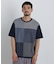 切替チェックニットTシャツ 半袖