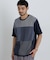 切替チェックニットTシャツ 半袖