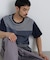 切替チェックニットTシャツ 半袖