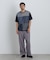 切替チェックニットTシャツ 半袖