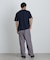 切替チェックニットTシャツ 半袖