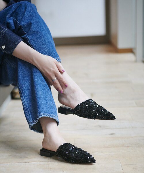 PELLICO SUNNY/ペリーコサニー】スパンコールフラットミュール