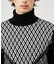 変形千鳥ジオメトリックタートルネックニット
