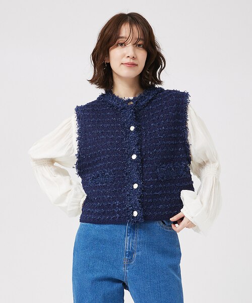 洗える/吊り干しOK】ヴィスコースストレッチ ニットベスト 23区