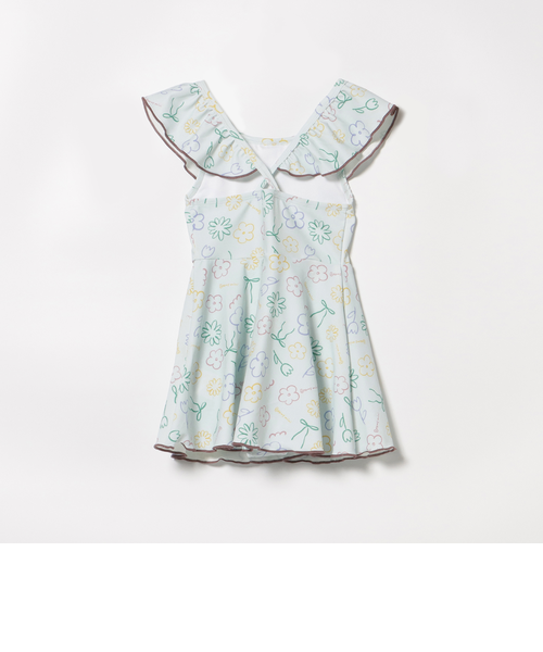 ブラックフレアワンピーススイムウェア 5色展開/S-LLサイズ》シルケットVネックフレアワンピース【接触