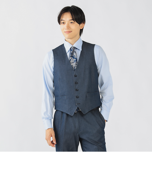 美品♡DES PRES デプレ　インディゴ　デニムジレ　ベスト　トレンチジレ ストレッチデニム ドレスジレ 25FW（S～XL・セットアップ対応