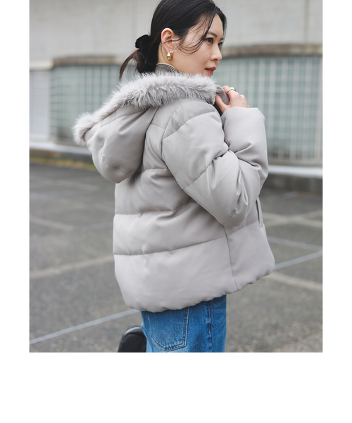 beams ショートダウンジャケット黒　ファー付き BEAMS HEART｜撥水 フェイクファー付き ショートダウン | Rakuten