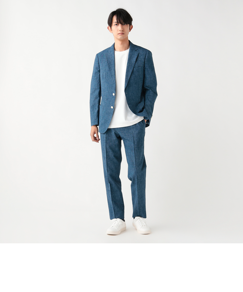 デニムプリント シアサッカー 2ボタン ジャケット（セットアップ対応