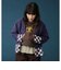 チェッカード Vネック カーディガン