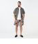 Plain Front Shorts Polyester Dobby Patchwork Print