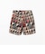 Plain Front Shorts Polyester Dobby Patchwork Print