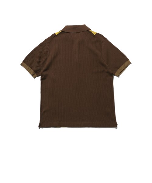 BEAMS + アーガイル ニットポロシャツ Lサイズ ダブルジップ ブラウン ストライプ アーガイル ニット ポロシャツ｜ビームスアウトレットの