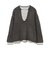 ボーダー ロンT × Vネック ニット セット