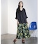 ROSE PRINT GATHERED SKIRT
