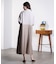 PLEATED SKIRT MIX FABRIC S/S SHIRT DRESS