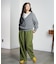 DENIM/BACK SATIN PANTS